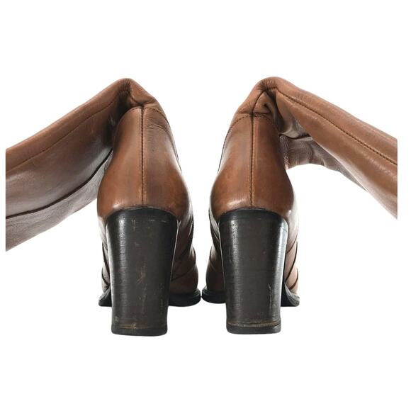 Vera Gomma 90s Brown Leather Tall Block Heel Boots - Picture 3 of 8